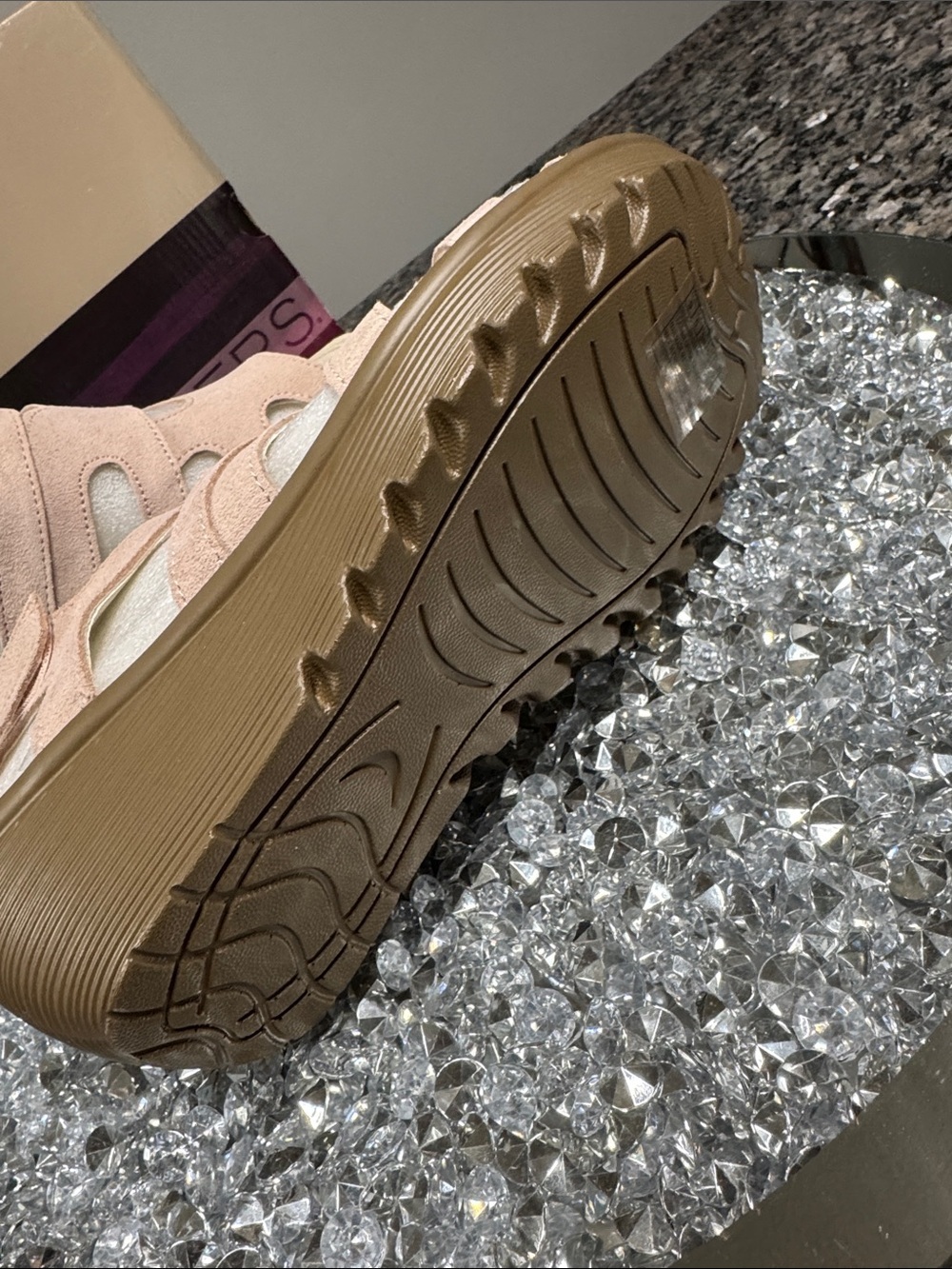 Skechers paralellsude Blush Pink Wedge Sandals with Brown Platform NEW 8 - Picture 14 of 14